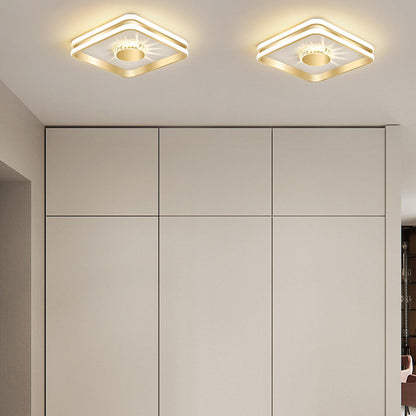 Złota Lampa Sufitowa LED Do Przedpokoju | Kryształowa