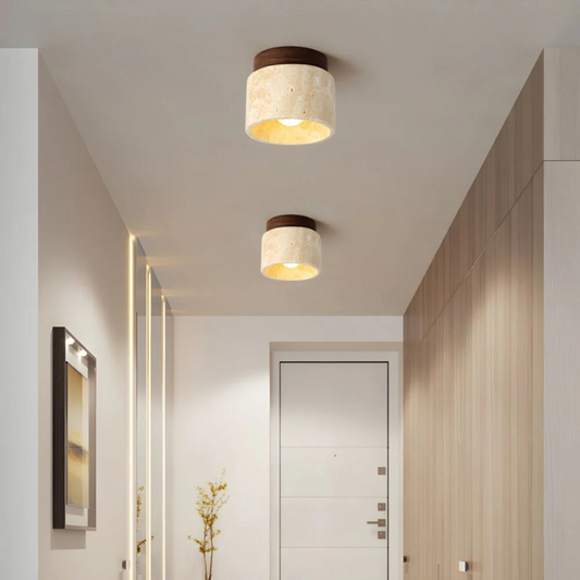 Lampa Sufitowa Cylindryczna | Z Drewnianym Akcentem
