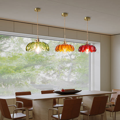 Rustykalna Szklana Lampa Wisząca Tulipan | Styl Wiejski