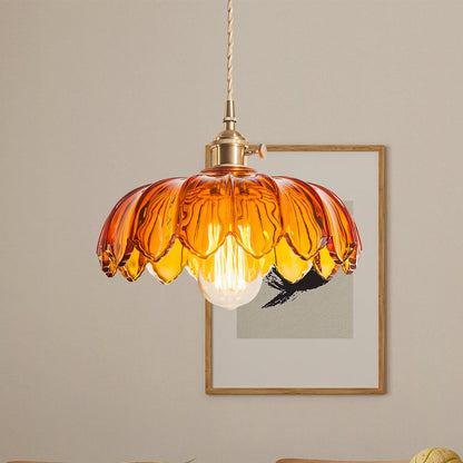 Rustykalna Szklana Lampa Wisząca Tulipan | Styl Wiejski