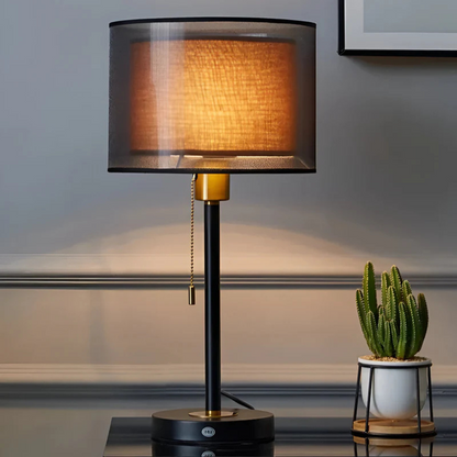 Lampa Stołowa LED | Z Materiałowym Kloszem