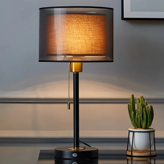Lampa Stołowa LED | Z Materiałowym Kloszem