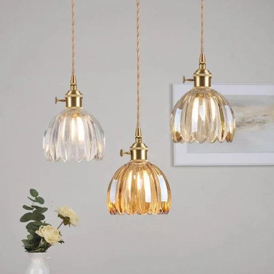 Japońska Lampa Wisząca ze Szklanymi Kwiatami | Do Salonu