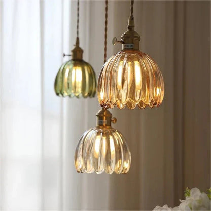 Japońska Lampa Wisząca ze Szklanymi Kwiatami | Do Salonu