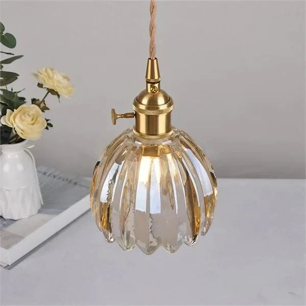 Japońska Lampa Wisząca ze Szklanymi Kwiatami | Do Salonu