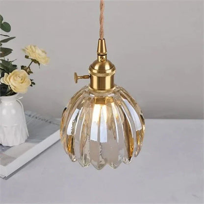 Japońska Lampa Wisząca ze Szklanymi Kwiatami | Do Salonu