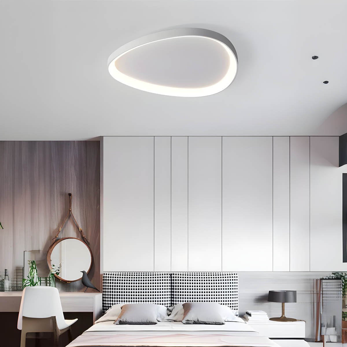 Lampa Sufitowa w Kolorze Taupe | Okrągła Lampa Do Salonu