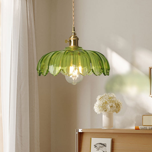 Rustykalna Szklana Lampa Wisząca Tulipan | Styl Wiejski